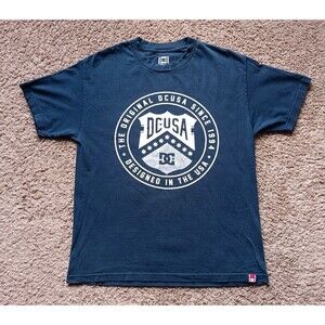 DC Shoes Skateboarding T-Shirt Men’s Large Blue Graphic Short Sleeve